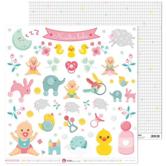 Pack 5 Papeles Decorados 12X12" 180 G Figuras Recortables Nuestra Peque 19 Fsc Anita