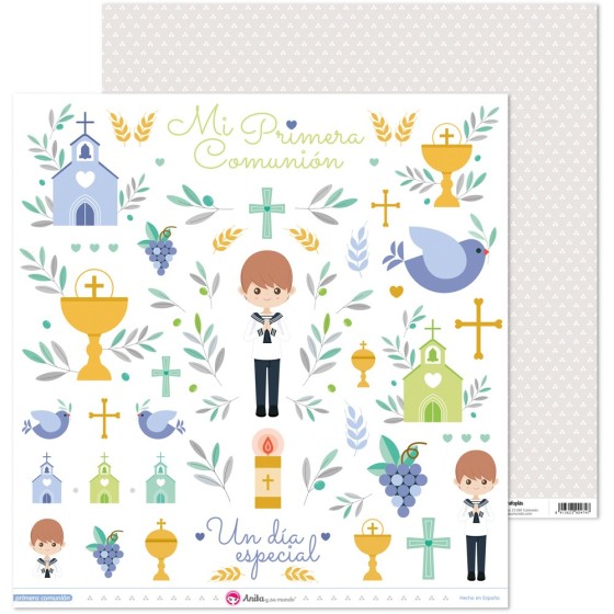 Pack 5 Papeles Decorados 12X12" 180 G Figuras Recortables Primera Comun.20 El Fsc Anita