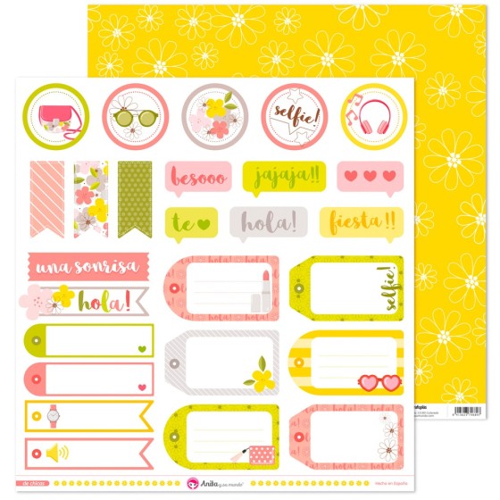 Pack 5 Papeles Decorados 12X12" 180 G Etiquetas De Chicas Fsc Anita
