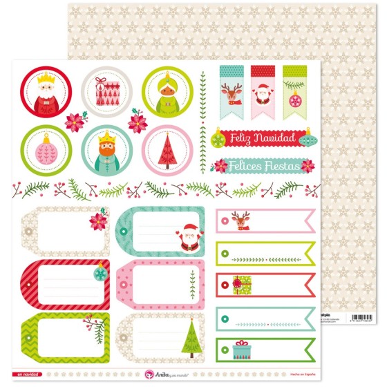 Pack 5 Papeles Decorados 12X12" 180 G Etiquetas En Navidad Fsc Anita