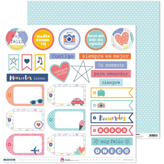 Pack 5 Papeles Decorados 12X12" 180 G Etiquetas Momentos Fsc Anita