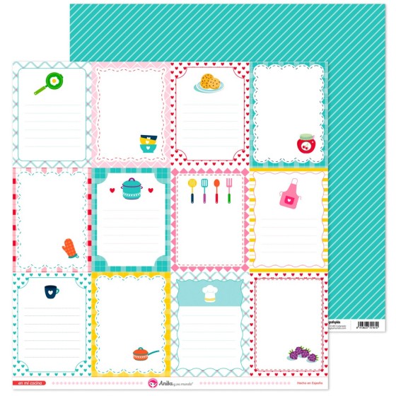 Pack 5 Papeles Decorados 12X12" 180 G Tarjetas En Mi Cocina 16 Fsc Anita