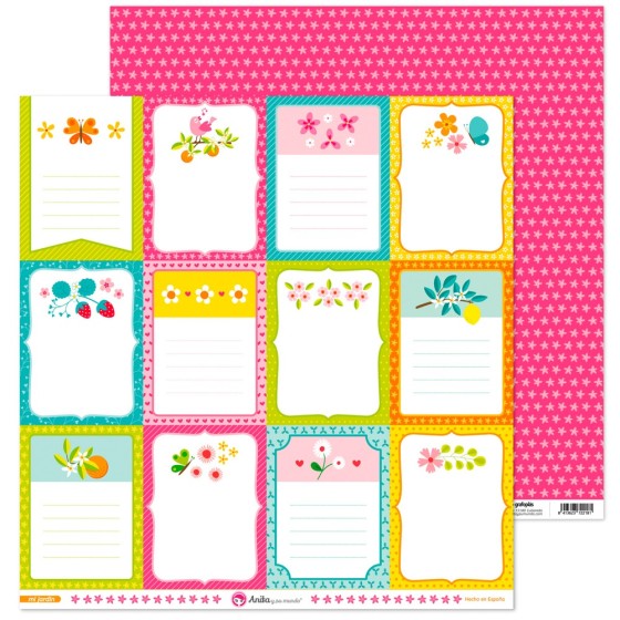 Pack 5 Papeles Decorados 12X12" 180 G Tarjetas Mi Jardin 16 Fsc Anita