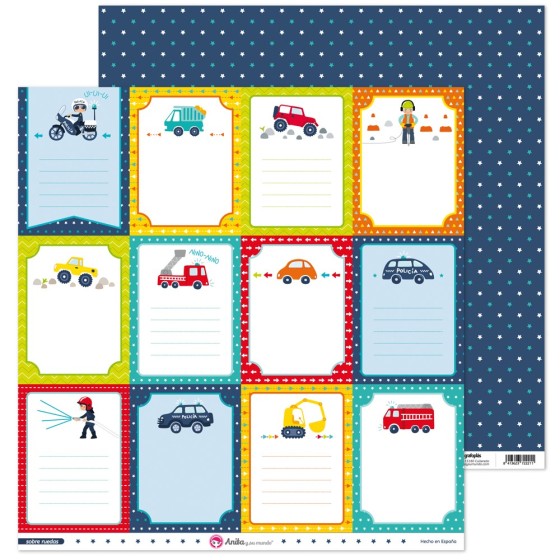 Pack 5 Papeles Decorados 12X12" 180 G Tarjetas Sobre Ruedas 16 Fsc Anita