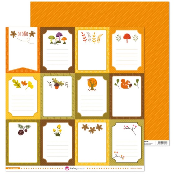 Pack 5 Papeles Decorados 12X12" 180 G Tarjetas En El Bosque 17 Fsc Anita