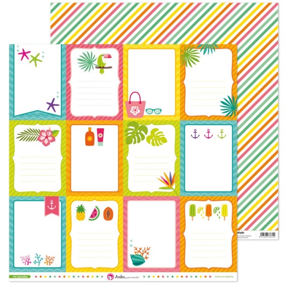 Pack 5 Papeles Decorados 12X12" 180 G Tarjetas Mi Paraiso 17 Fsc Anita