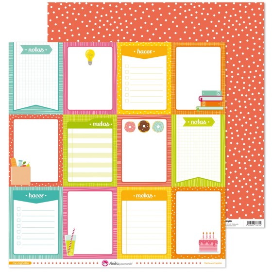 Pack 5 Papeles Decorados 12X12" 180 G Tarjetas Me Organizo 17 Fsc Anita