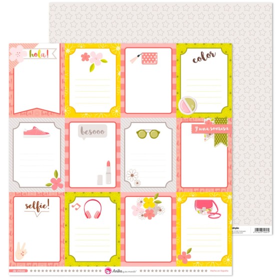 Pack 5 Papeles Decorados 12X12" 180 G Tarjetas De Chicas Fsc Anita