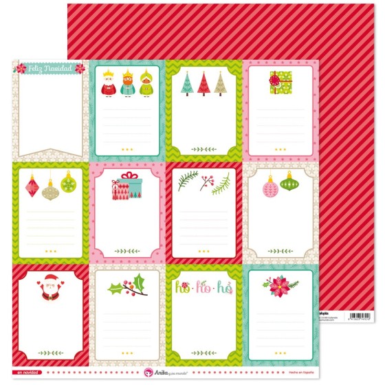 Pack 5 Papeles Decorados 12X12" 180 G Tarjetas En Navidad Fsc Anita