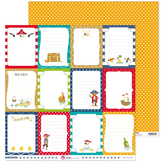 Pack 5 Papeles Decorados 12X12" 180 G Tarjetas Isla Del Tesoro Fsc Anita