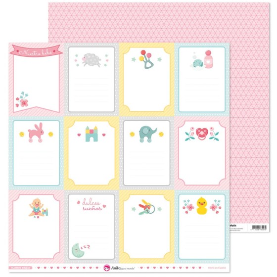 Pack 5 Papeles Decorados 12X12" 180 G Tarjetas Nuestra Peque 19 Fsc Anita