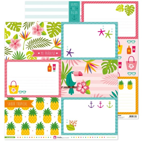 Pack 5 Papeles Decorados 12X12" 180 G Tarjetas Grandes Mi Paraiso 17 Fsc Anita