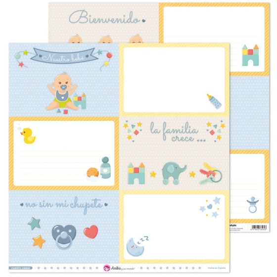 Pack 5 Papeles Decorados 12X12" 180 G Tarjetas Grandes Nuestro Peque 19 Fsc Anita