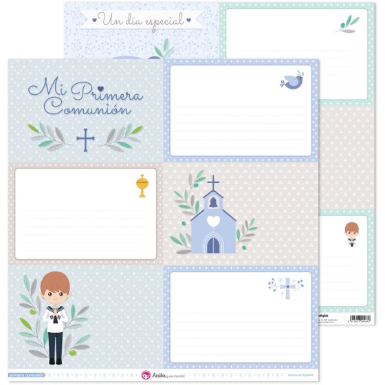 Pack 5 Papeles Decorados 12X12" 180 G Tarjetas Grandes Primera Comun.20 El Fsc Anita