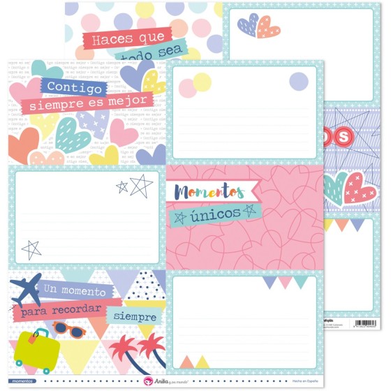 Pack 5 Papeles Decorados 12X12" 180 G Tarjetas Grandes Momentos Fsc Anita