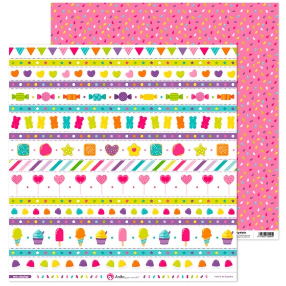 Pack 5 Papeles Decorados 12X12" 180 G Tiras Recortables Mis Chuches 16 Fsc Anita