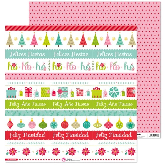 Pack 5 Papeles Decorados 12X12" 180 G Tiras Recortables En Navidad Fsc Anita