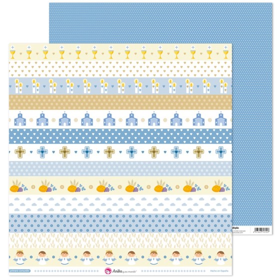 Pack 5 Papeles Decorados 12X12" 180 G Tiras Recortables 1ªcomunion Niño 18 Fsc Anita