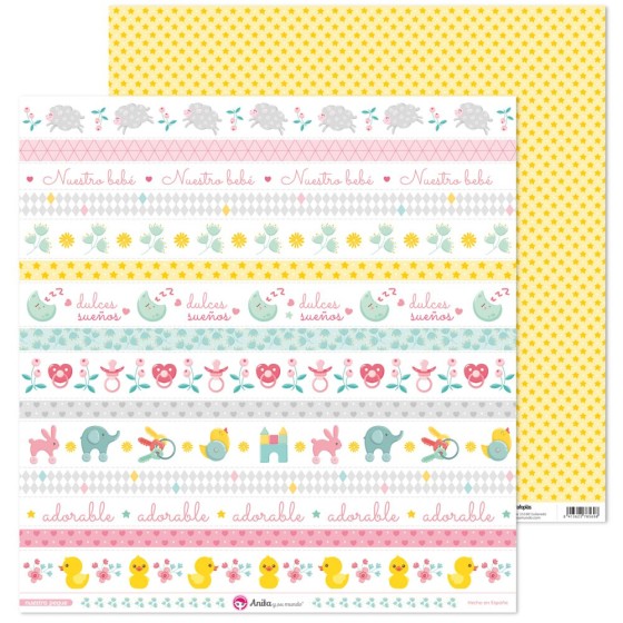 Pack 5 Papeles Decorados 12X12" 180 G Tiras Recortables Nuestra Peque 19 Fsc Anita