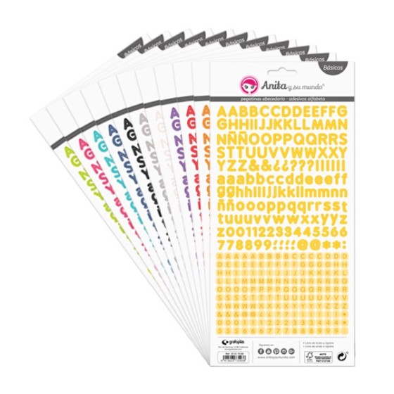 Pack 5 Hojas Abecedarios 15X32 Cm Papel Azul Basicos Scrapbooking Fsc Anita
