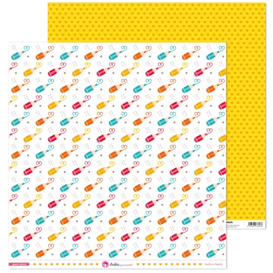 Pack 5 Papeles Decorados 12X12" 180 G Lápices Puro Amor 17 Fsc Anita