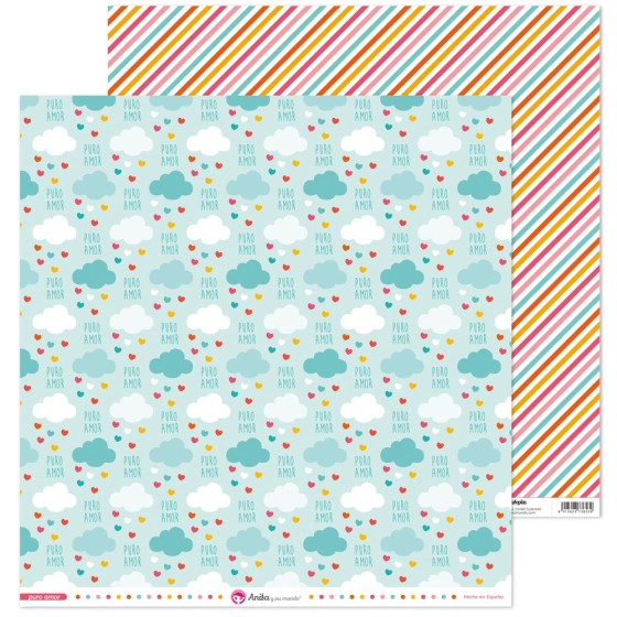 Pack 5 Papeles Decorados 12X12" 180 G Nubes Puro Amor 17 Fsc Anita