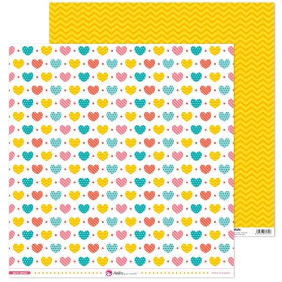 Pack 5 Papeles Decorados 12X12" 180 G Corazón Puro Amor 17 Fsc Anita