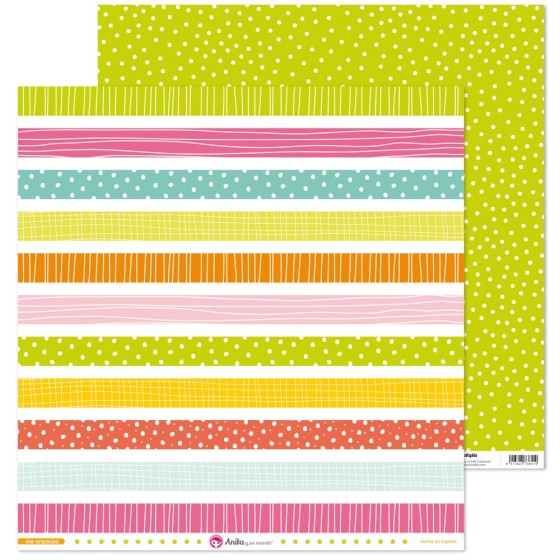 Pack 5 Papeles Decorados 12X12" 180 G Tiras Me Organizo 17 Fsc Anita