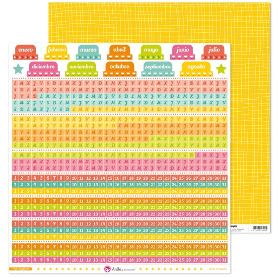 Pack 5 Papeles Decorados 12X12" 180 G Dias Me Organizo 17 Fsc Anita