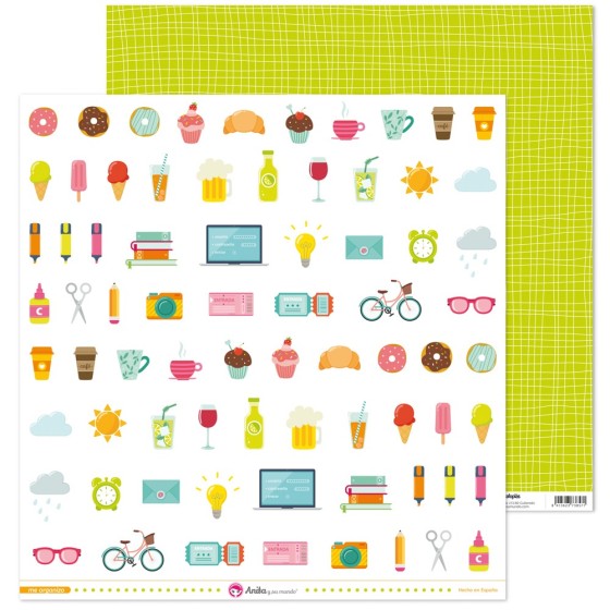 Pack 5 Papeles Decorados 12X12" 180 G Recortables Me Organizo 17 Fsc Anita