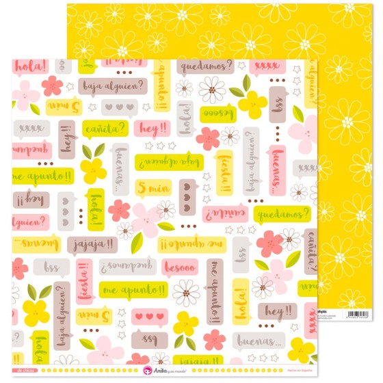 Pack 5 Papeles Decorados 12X12" 180 G Mensajes De Chicas Fsc Anita
