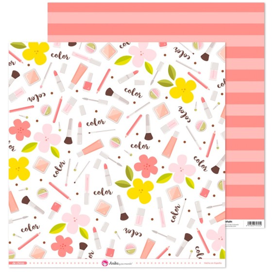 Pack 5 Papeles Decorados 12X12" 180 G Maquillaje De Chicas Fsc Anita