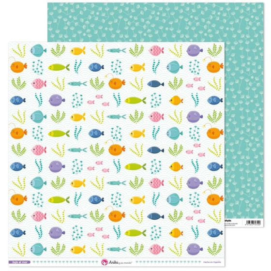 Pack 5 Papeles Decorados 12X12" 180 G Peces Bajo El Mar Fsc Anita
