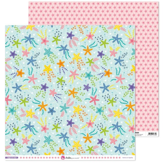 Pack 5 Papeles Decorados 12X12" 180 G Estrellas Bajo El Mar Fsc Anita