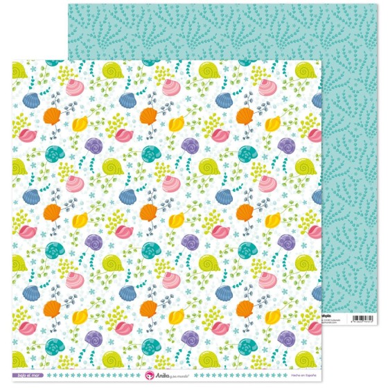 Pack 5 Papeles Decorados 12X12" 180 G Conchas Bajo El Mar Fsc Anita