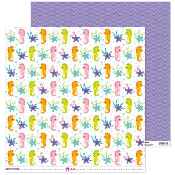 Pack 5 Papeles Decorados 12X12" 180 G Caballitos De Mar Bajo El Mar Fsc Anita