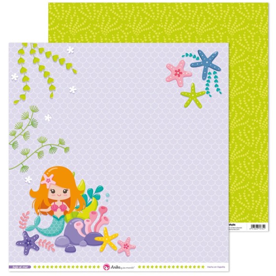 Pack 5 Papeles Decorados 12X12" 180 G Sirenas Bajo El Mar Fsc Anita