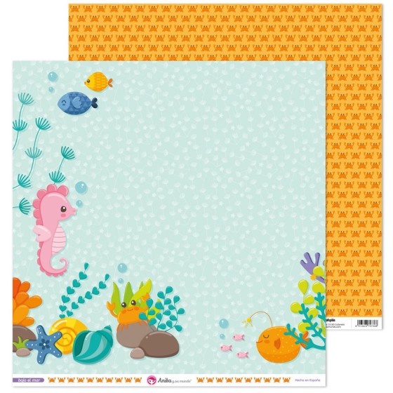 Pack 5 Papeles Decorados 12X12" 180 G Caballitos De Mar Bajo El Mar Fsc Anita