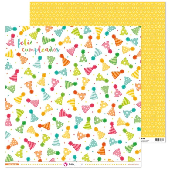 Pack 5 Papeles Decorados 12X12" 180 G Gorros Felicidades! Fsc Anita
