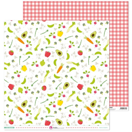 Pack 5 Papeles Decorados 12X12" 180 G Verduras Mis Recetas Fsc Anita