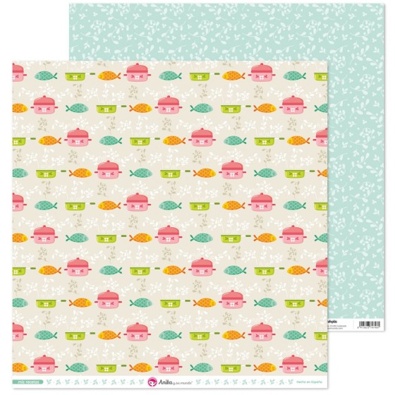 Pack 5 Papeles Decorados 12X12" 180 G Pescado Mis Recetas Fsc Anita