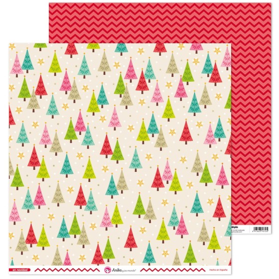 Pack 5 Papeles Decorados 12X12" 180 G Pinos En Navidad Fsc Anita
