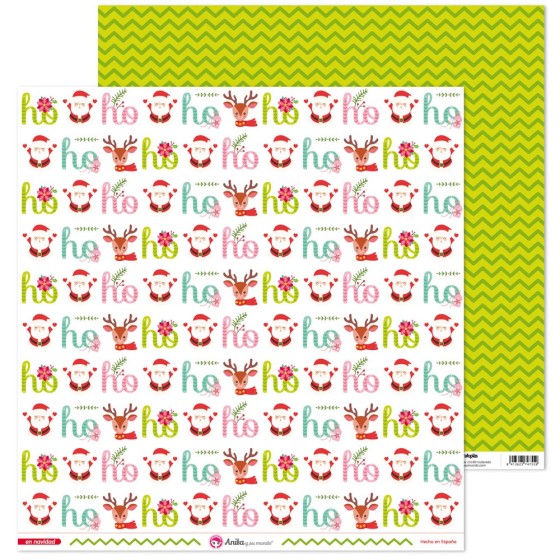 Pack 5 Papeles Decorados 12X12" 180 G Hoho En Navidad Fsc Anita