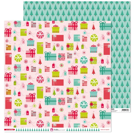 Pack 5 Papeles Decorados 12X12" 180 G Regalos En Navidad Fsc Anita
