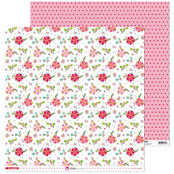 Pack 5 Papeles Decorados 12X12" 180 G Flores En Navidad Fsc Anita