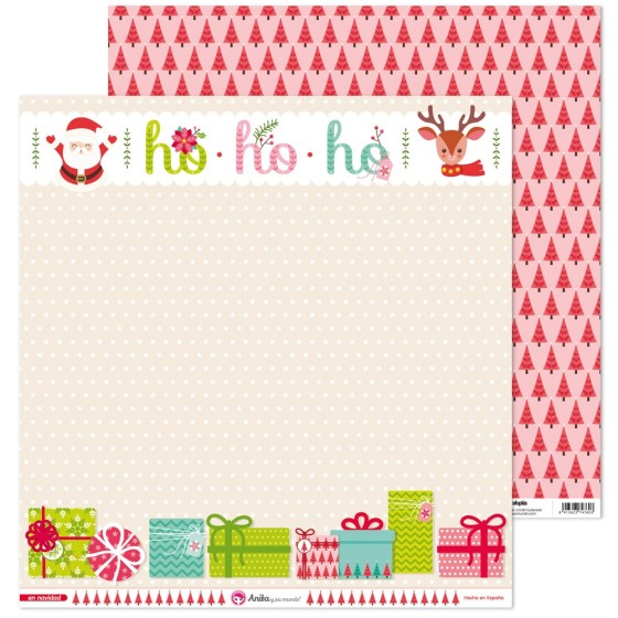Pack 5 Papeles Decorados 12X12" 180 G Hoho En Navidad Fsc Anita