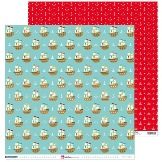 Pack 5 Papeles Decorados 12X12" 180 G Barcos Isla Del Tesoro Fsc Anita