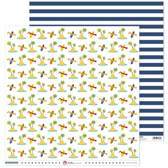 Pack 5 Papeles Decorados 12X12" 180 G Loros Isla Del Tesoro Fsc Anita