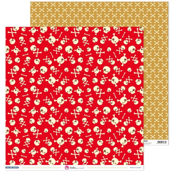 Pack 5 Papeles Decorados 12X12" 180 G Calaveras Isla Del Tesoro Fsc Anita