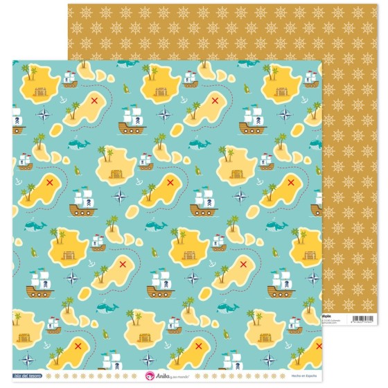 Pack 5 Papeles Decorados 12X12" 180 G Islas Isla Del Tesoro Fsc Anita